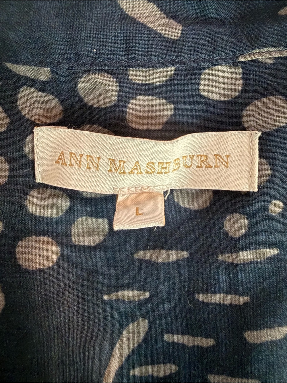 ANN MASHBURN Abstract Dotted 100% Cotton Tomboy Popover Blouse Large - Picture 4 of 8
